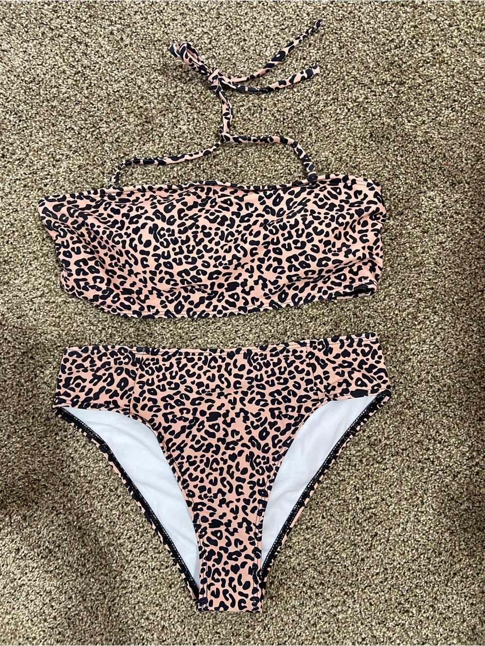 High-Waist Leopard Print Bikini Set. Size small